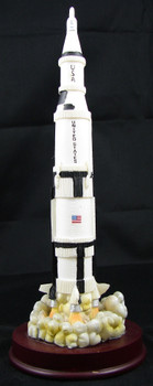 Saturn Rocket on Wood Base 9"