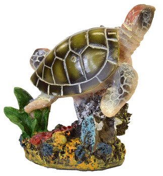 Sea Turtle w/ Coral Figurine 4"