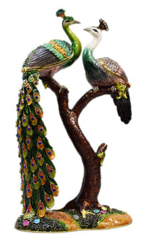 Jeweled Peacock Lover Box  10"