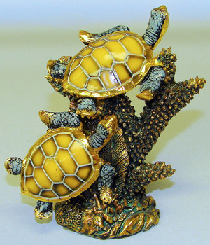 Sea Turtle Figurine Gold 4"
