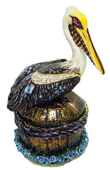 Jeweled "Pelican on Post" Box 4"