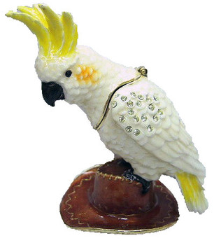 Jeweled "Cockatoo Parrot" Box 3 3/4"