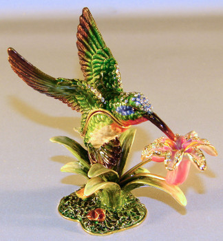 Jeweled "Hummingbird" Box 3 1/2"