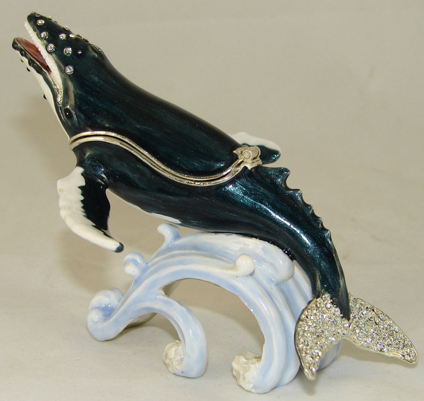 Jeweled "Humpback Whale" Box  4 1/2"