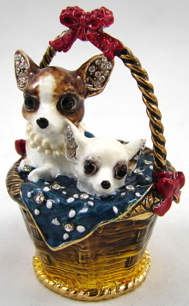 Jeweled "Chihuahua Basket" Box 3"