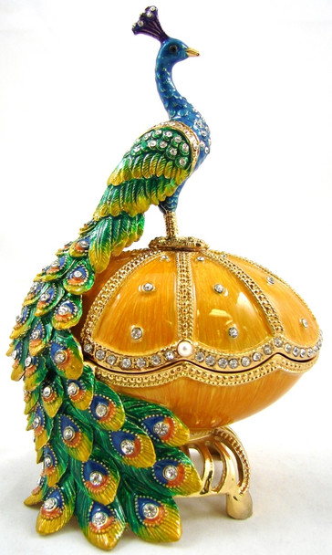 Jeweled "Peacock on Egg" 6"