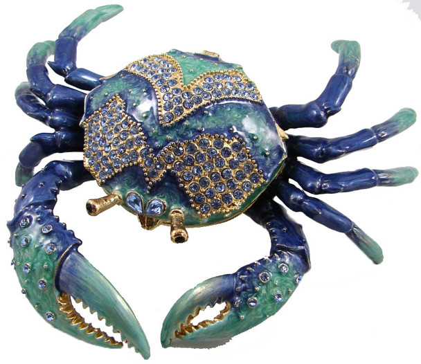 Jeweled "Blue Crab" Box 5 1/2"
