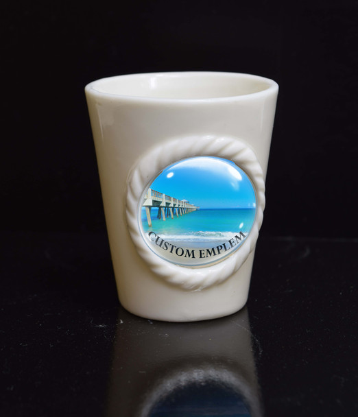 Shot Glass w/Emblem White 2.5"