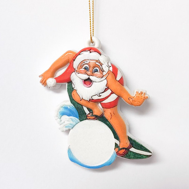 Christmas Ornament 30mm - Surfing Santa 3 1/4"