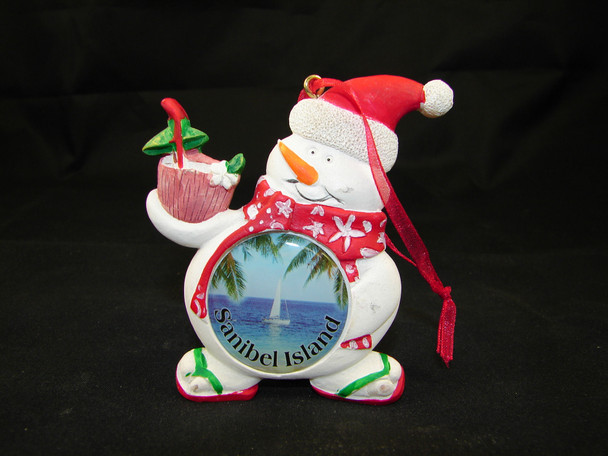 Christmas Ornament 30mm- Tropical Snowman 3"