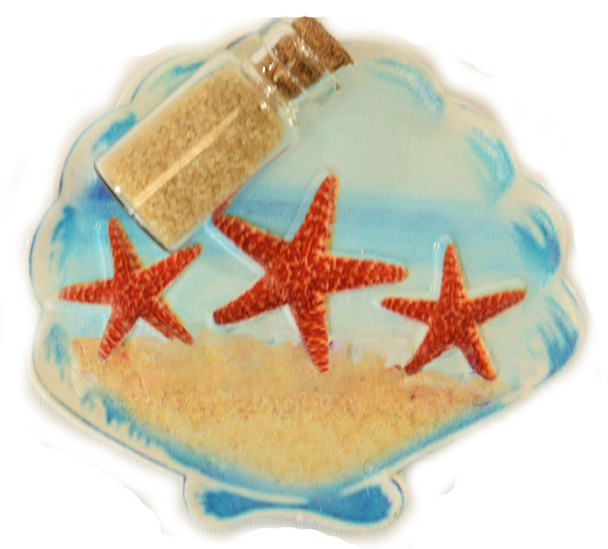 Shell Beach w/Sand Bottle Magnet 2 1/2"