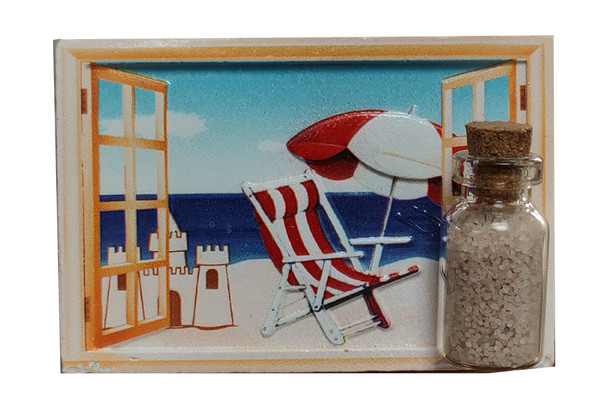 Beach Chair w/Sand Bottle Magnet 3 1/2"
