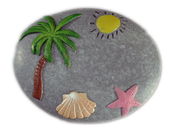 Pebble Stone Magnet Beach Scene 3 3/4"