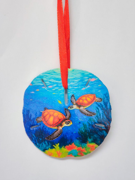 Sand Dollar Sea Turtles Ornament 3"
