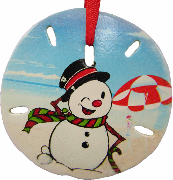 Christmas Sand Dollars -Tropical Snowman 3"