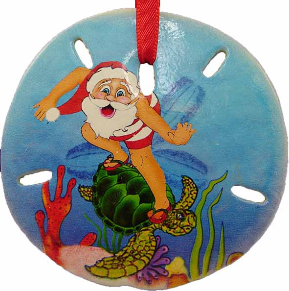 Christmas Sand Dollars - Santa/ Sea Turtle 3"