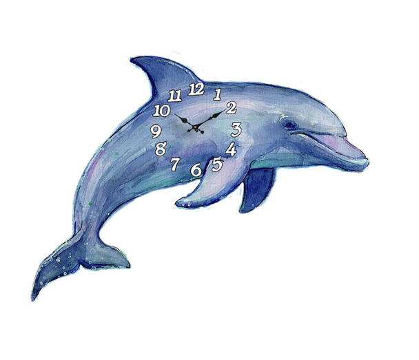 Dolphin Die Cut Wooden Clock