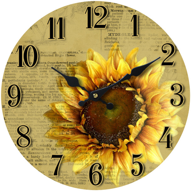 Sunflower Wooden Clock 13"