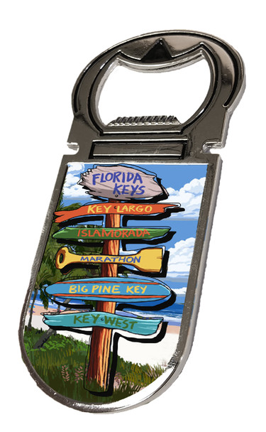 Key West Sign Post Bottle Opener Magnet