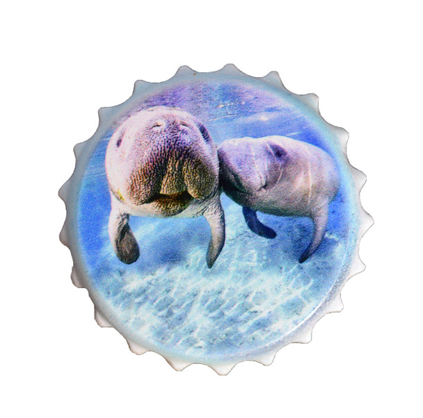 Bottle Cap Manatee Magnet