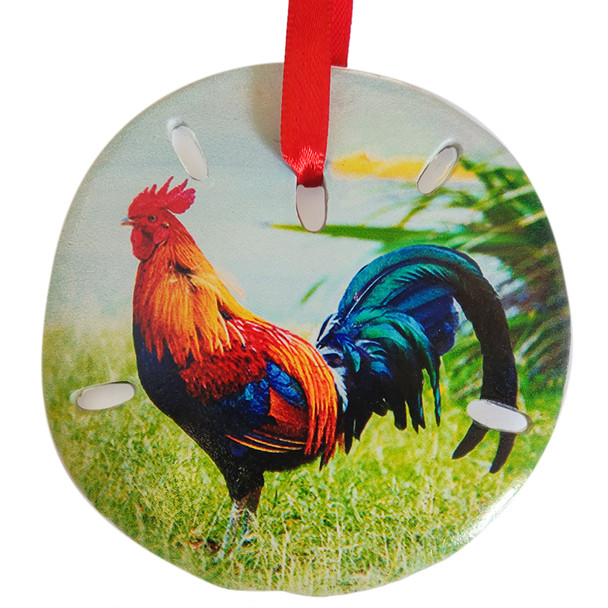 Rooster Sand Dollar Ornament  3"