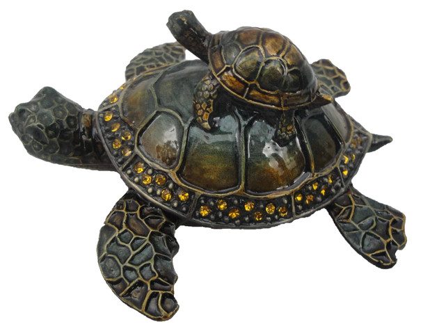Sea Turtle With Baby Jeweled Box