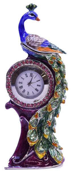 Peacock Clock Jeweled Box