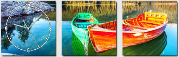 3 Piece Canvas Clock Boats