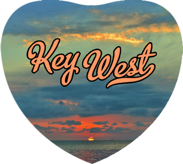 Heart Shape Glass Magnet--Key West Sunset