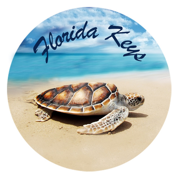 Glass Magnet Turtle Bach - Florida keys