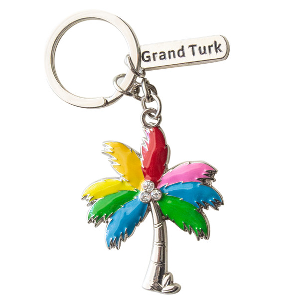 Metal Palmtree Keychain With Diamond
