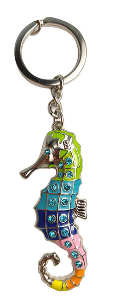 Metal Seahorse Keychain With Diamond