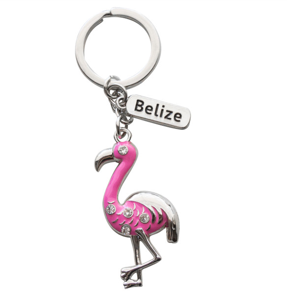 Metal Flamingo Keychain With Diamond