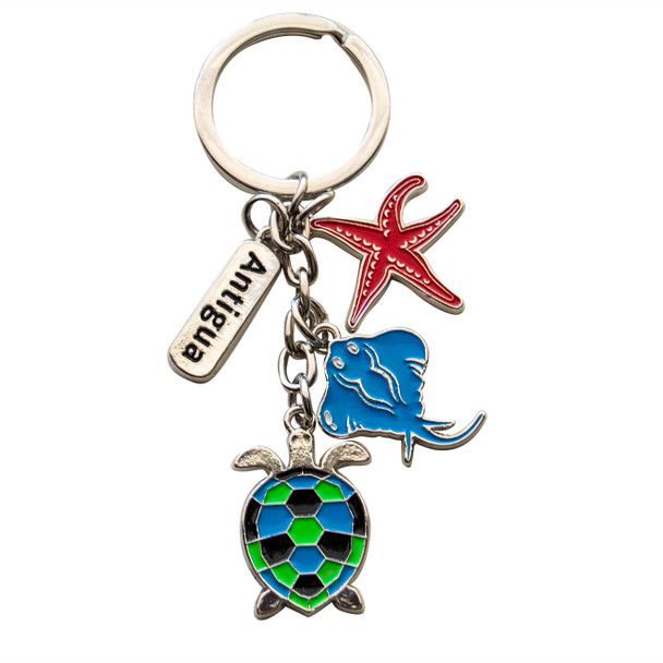 Metal Keychain With CharmsStar Fish Turtle Stingray