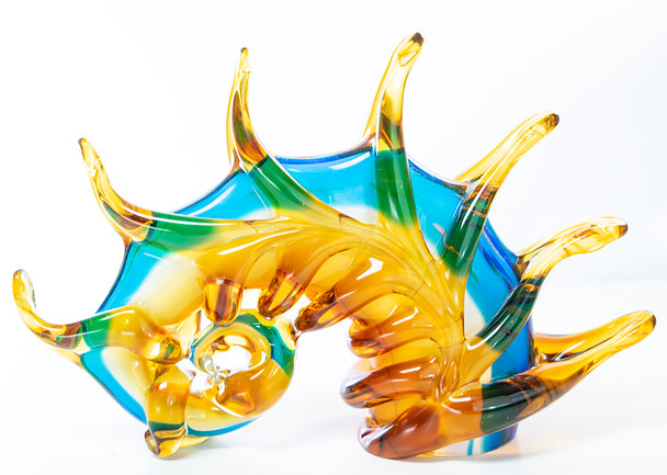 Abstract Coral Glass Blue 12"