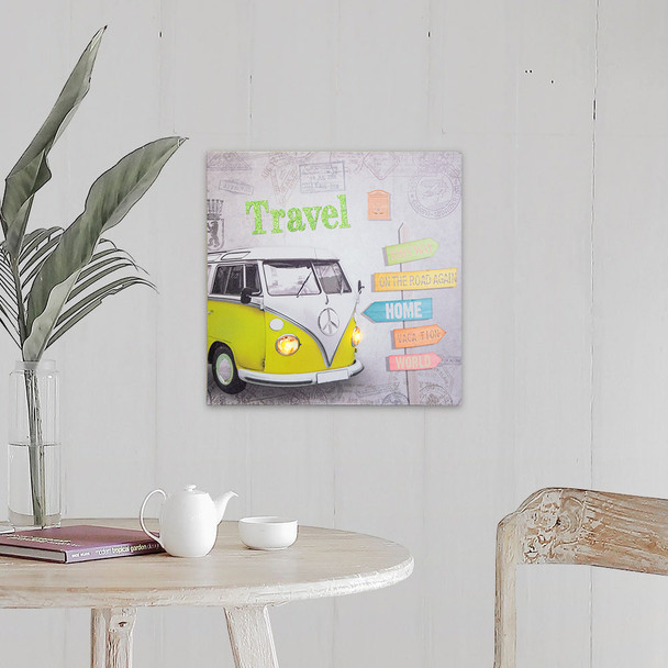 Beach Bus Canvas with LED Lights w/Timer