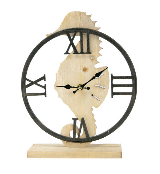 Wooden Seahorse Clock 12"
