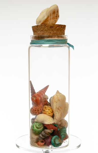 M Size Bottle With Sea Glass Topper 5"