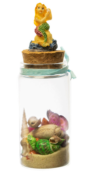 M Size Bottle With Mermaid Figurine Topper 5.5"