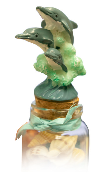 M Size Bottle With Dolphin Figurine Topper 5.5"
