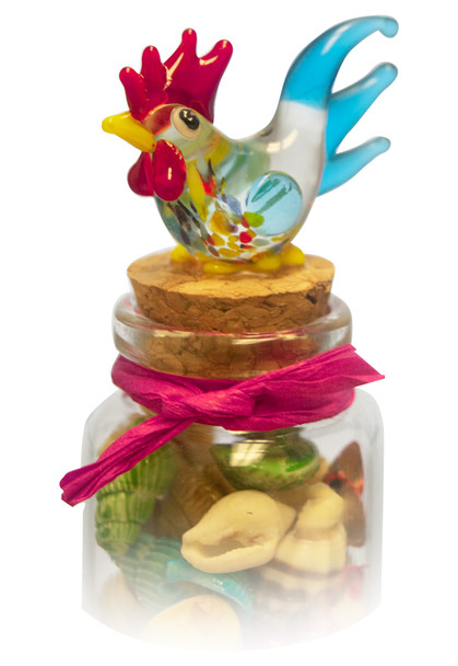 Glass Magnet  w/ Glass Rooster Topper 3.5"