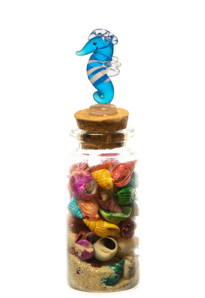 Glass Magnet  w/ Glass Sea Horse Topper 3.5"