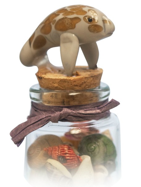Small Bottle w/ Glass Manatee Topper 4"