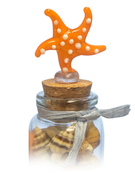 Small Bottle w/ Glass Starfish Topper 4"