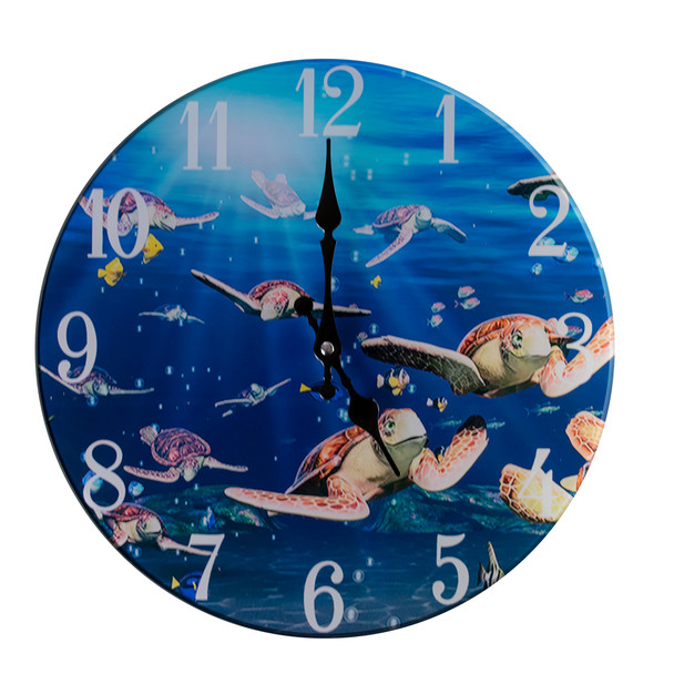 Turtle Glass Clock 13"