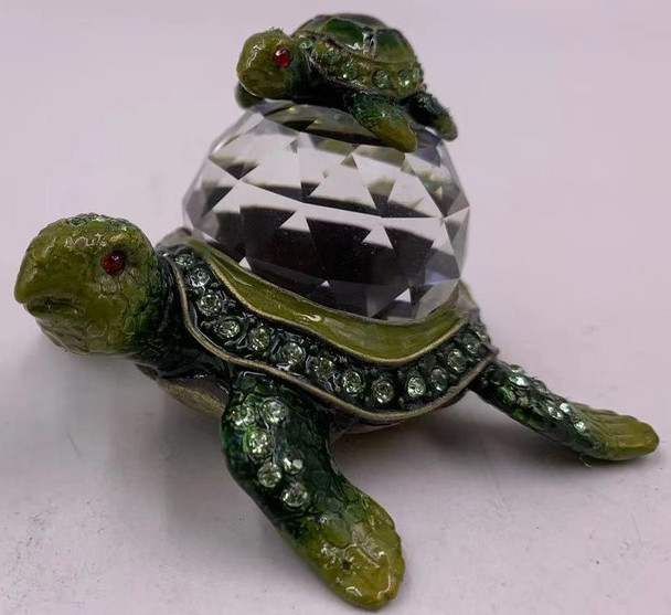 Jeweled Turtle on Crystal Ball 2.5"