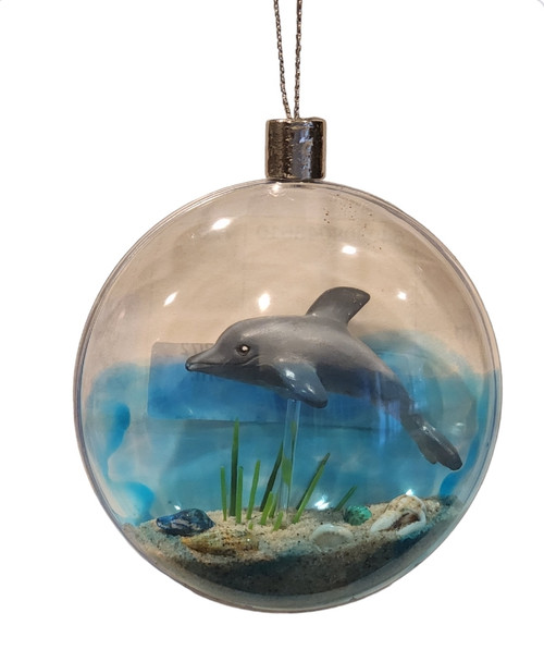 Half Bubble Ornament with Dolphin