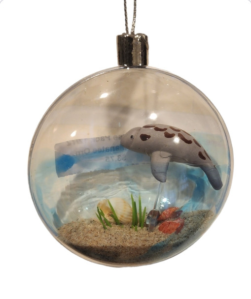 Half Bubble Ornament with Manatee