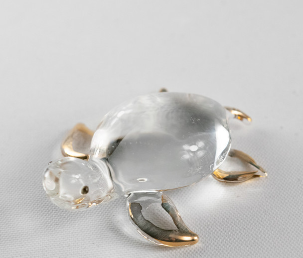 Glass Clear Turtle with Gold