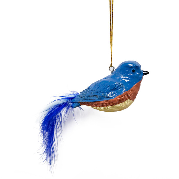 BlueBird Ornament with Feathers